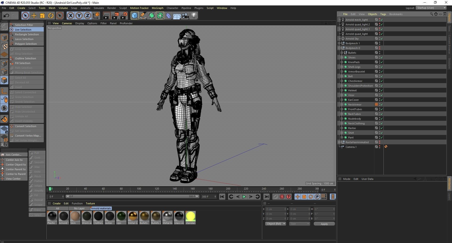 Cyborg Android Girl machine Low-poly 3D model_16