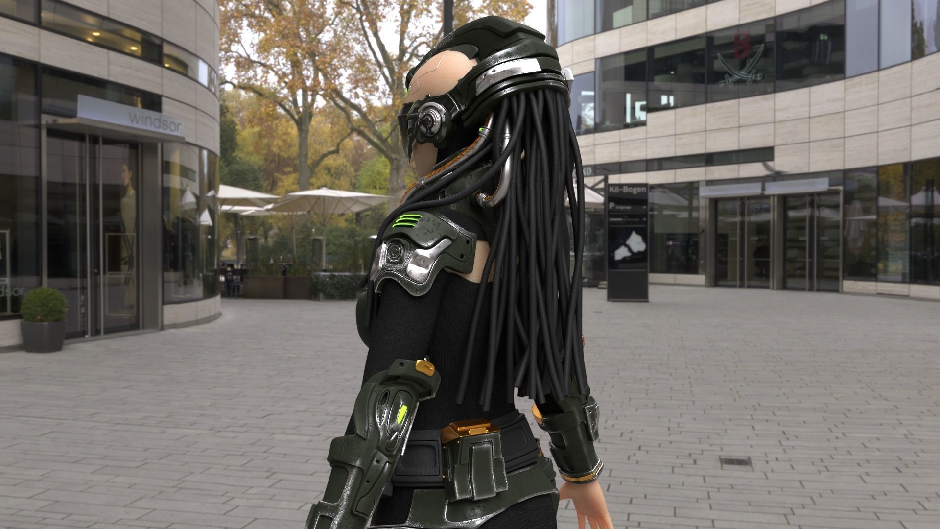 Cyborg Android Girl machine Low-poly 3D model_1