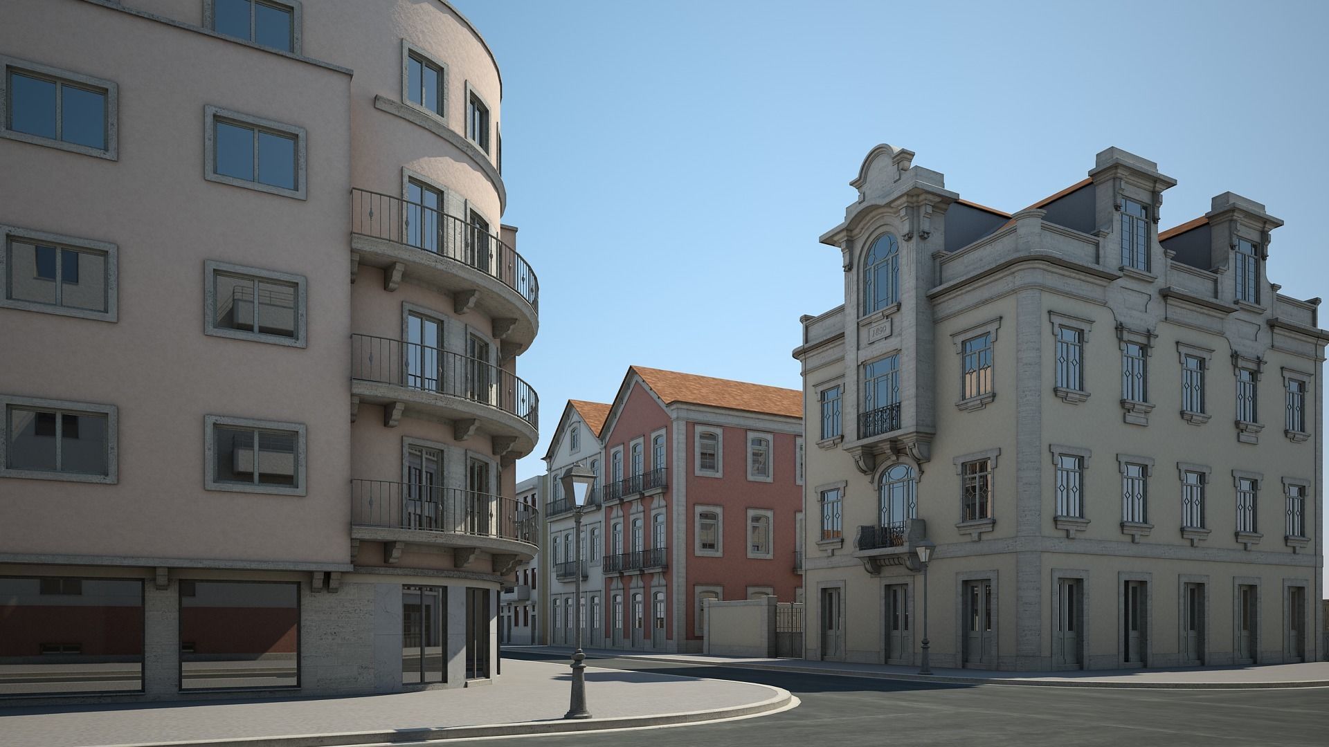 Modern City Street 3D model_12
