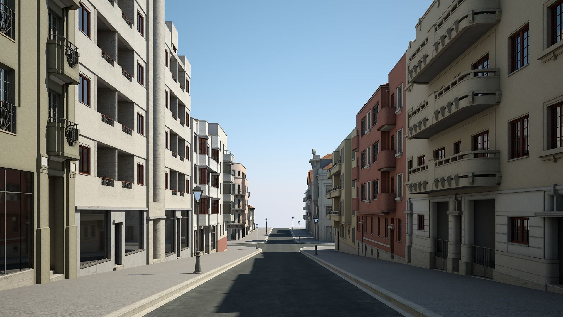 Modern City Street 3D model_5