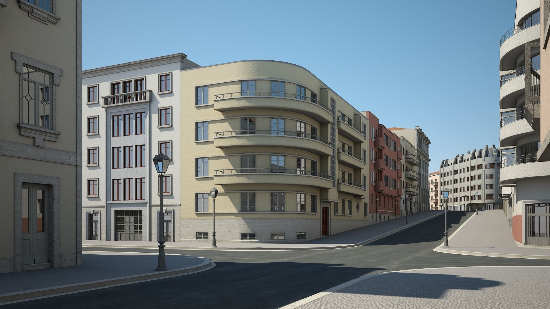 Modern City Street 3D model_1