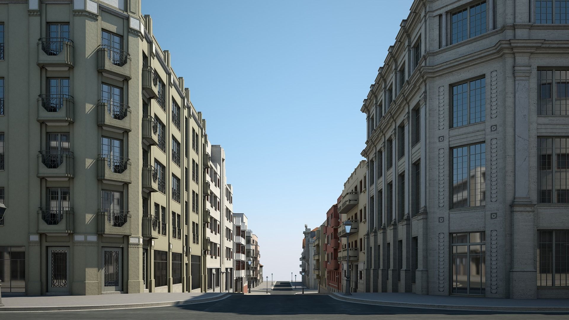 Modern City Street 3D model_2