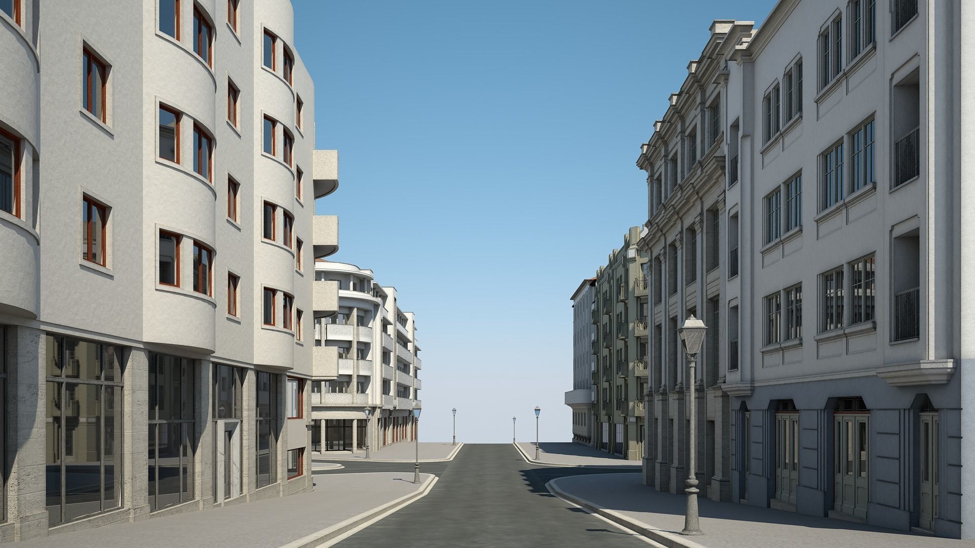 Modern City Street 3D model_7