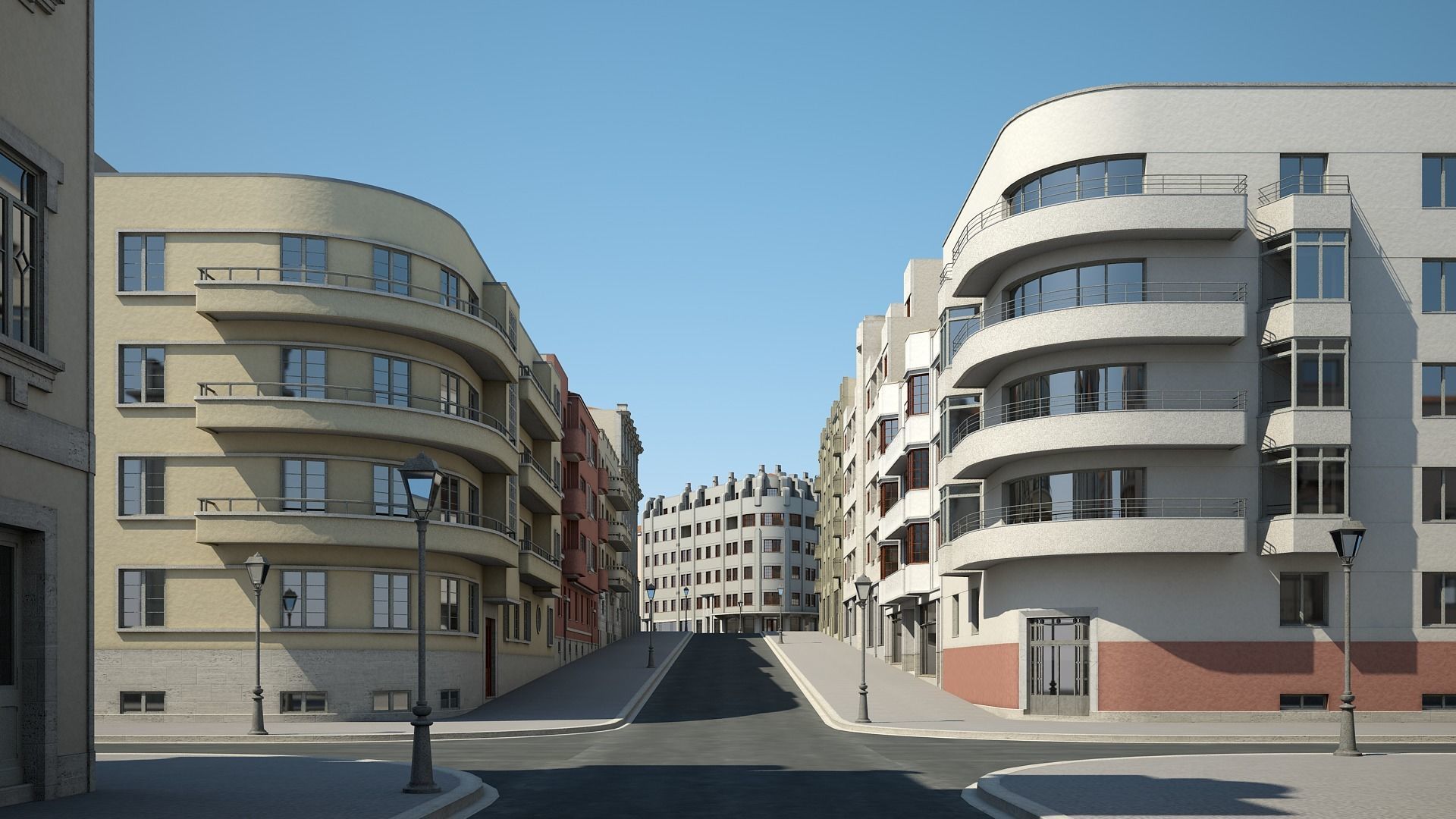 Modern City Street 3D model_3