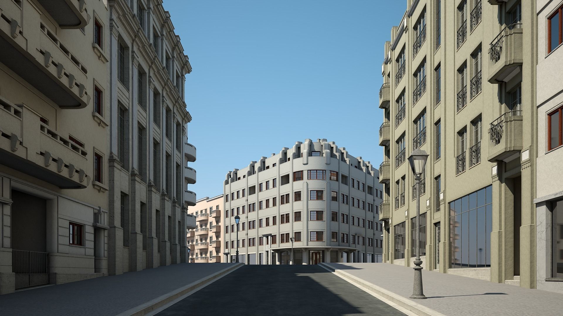 Modern City Street 3D model_4