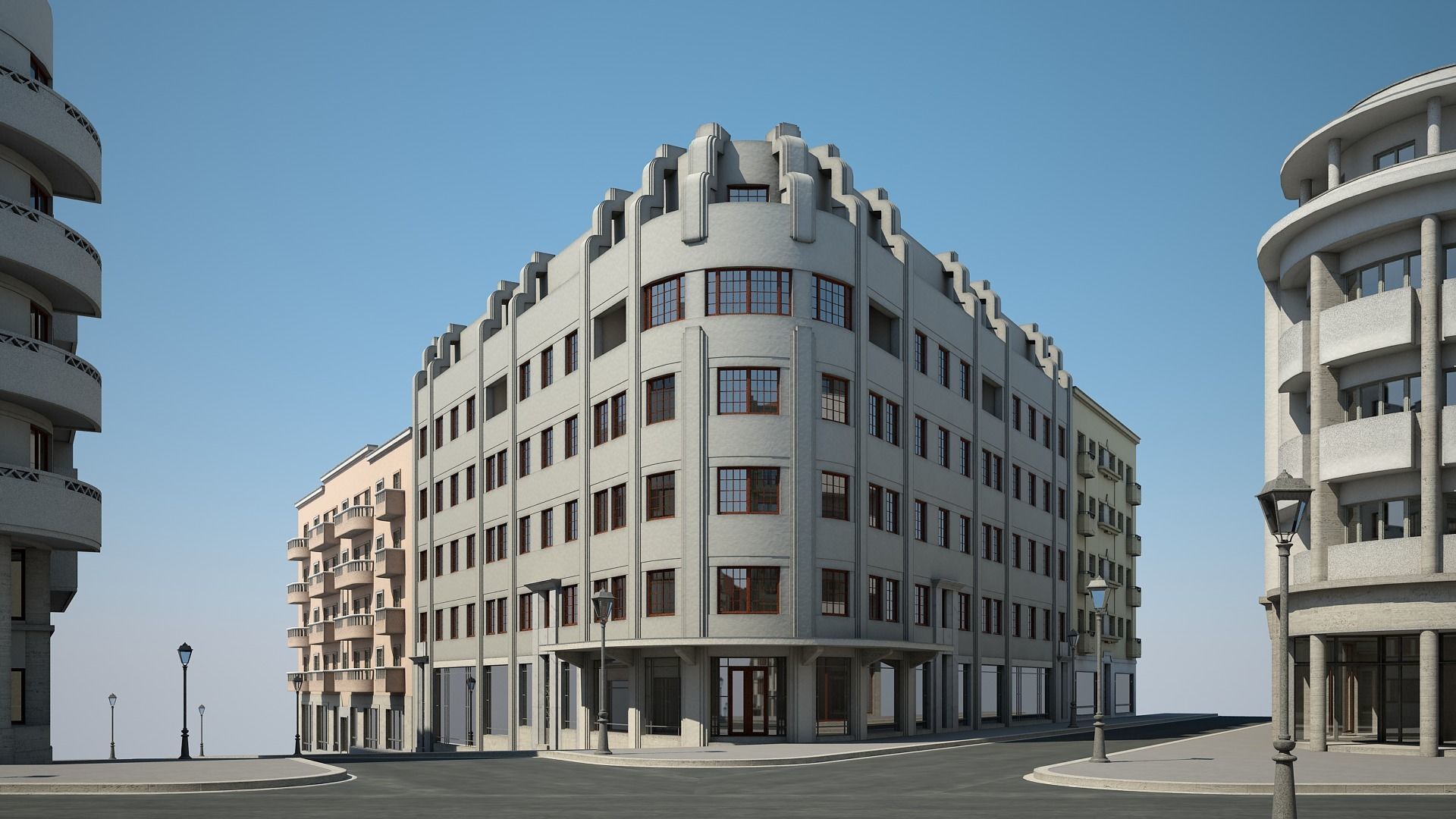 Modern City Street 3D model_8