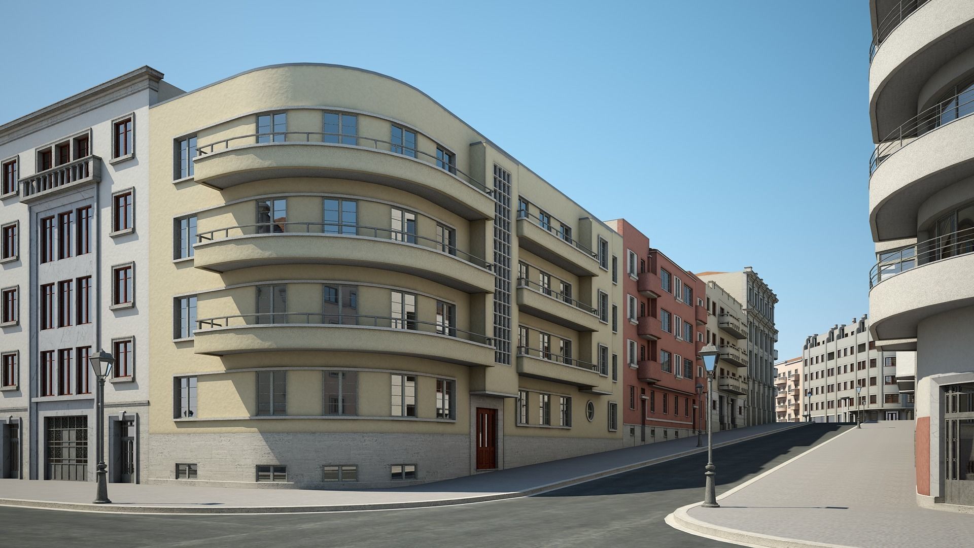 Modern City Street 3D model_9