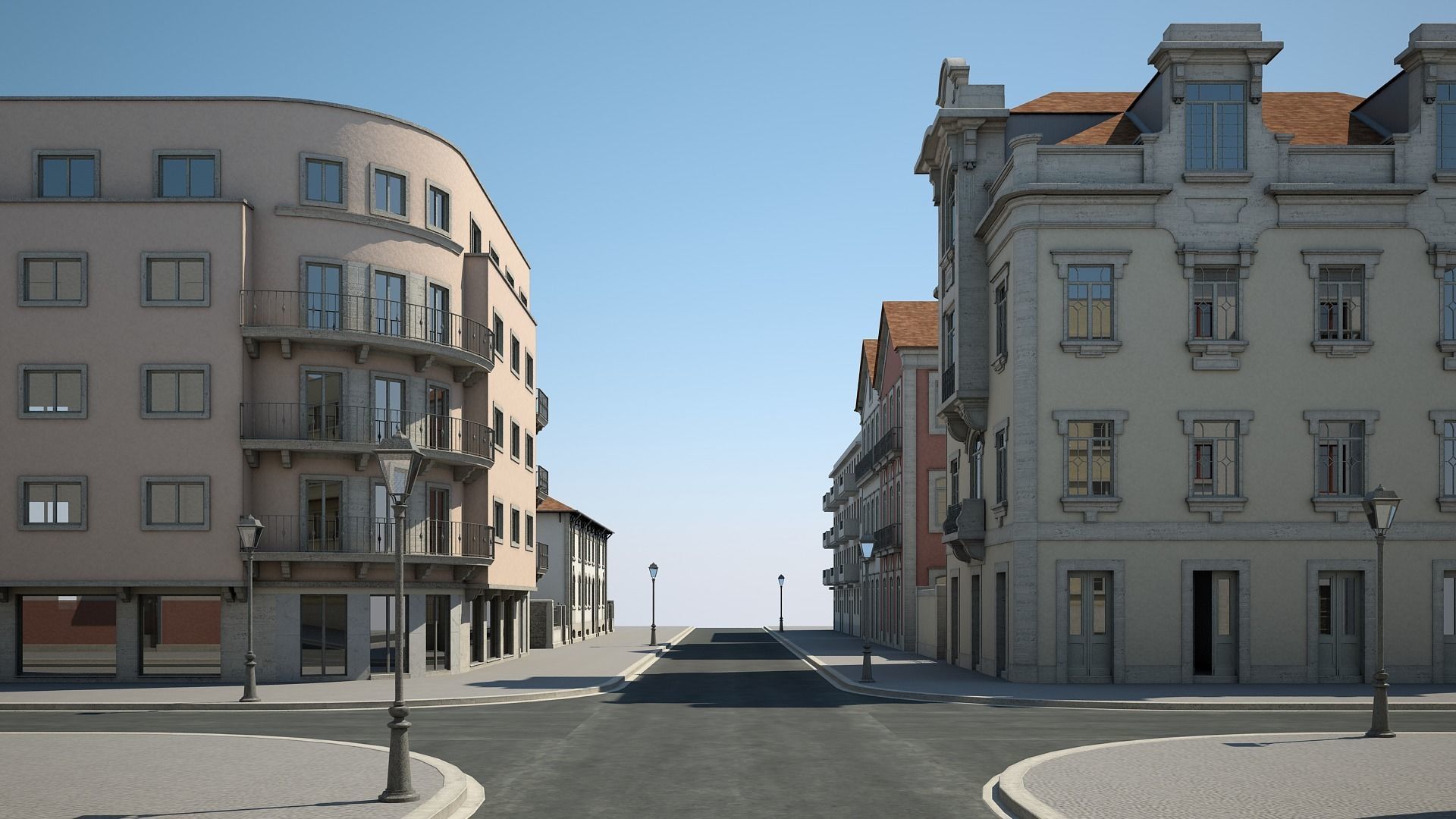Modern City Street 3D model_6