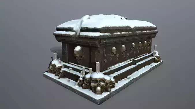 tomb 1 casket with snow