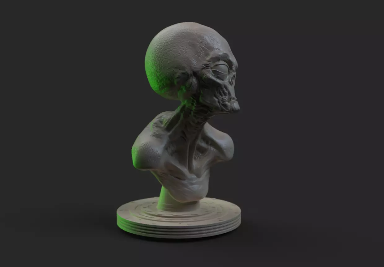 Grey Alien Bust 3D print model