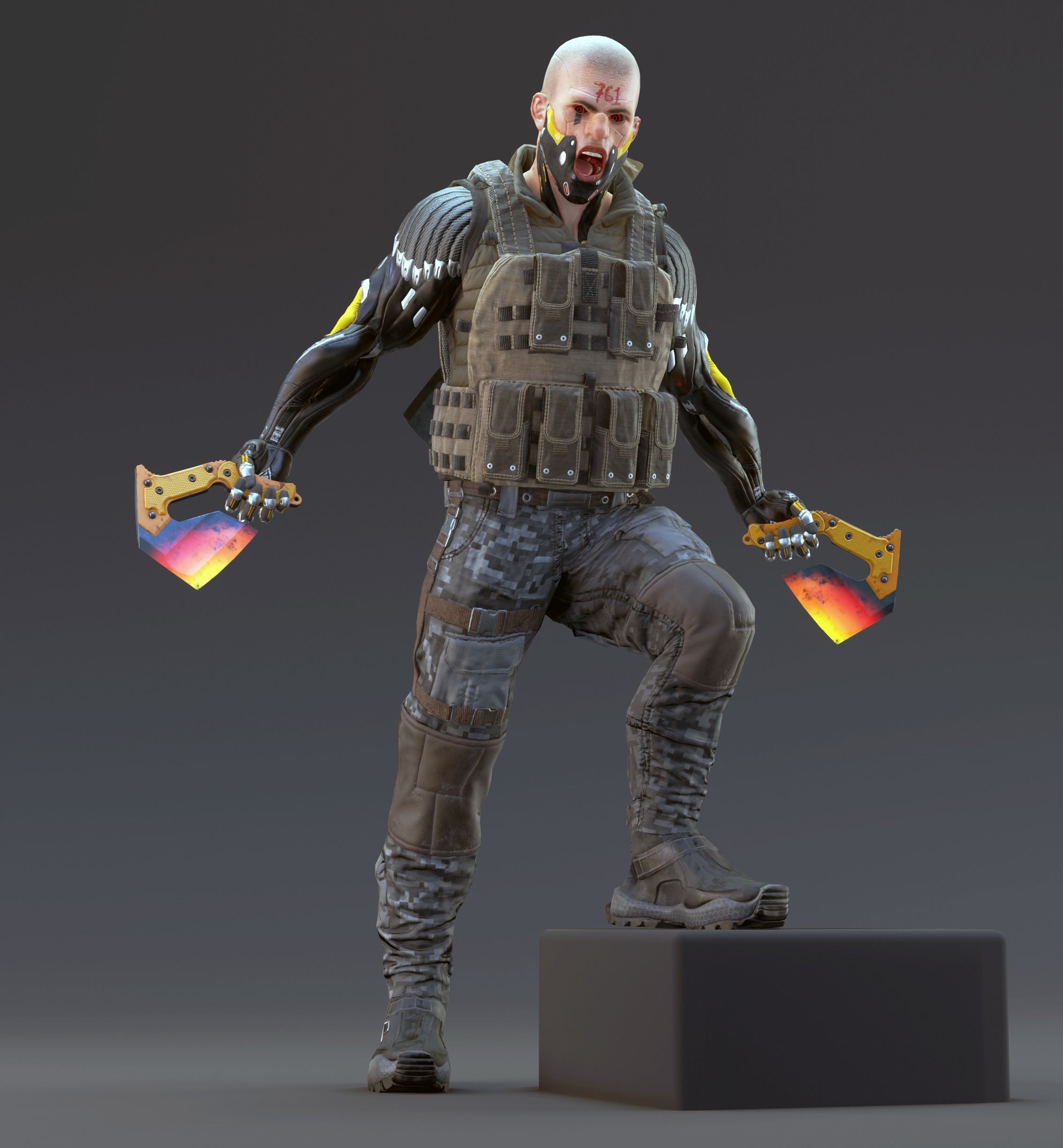 Sci-fi Soldier Riged Low-poly 3D model_3