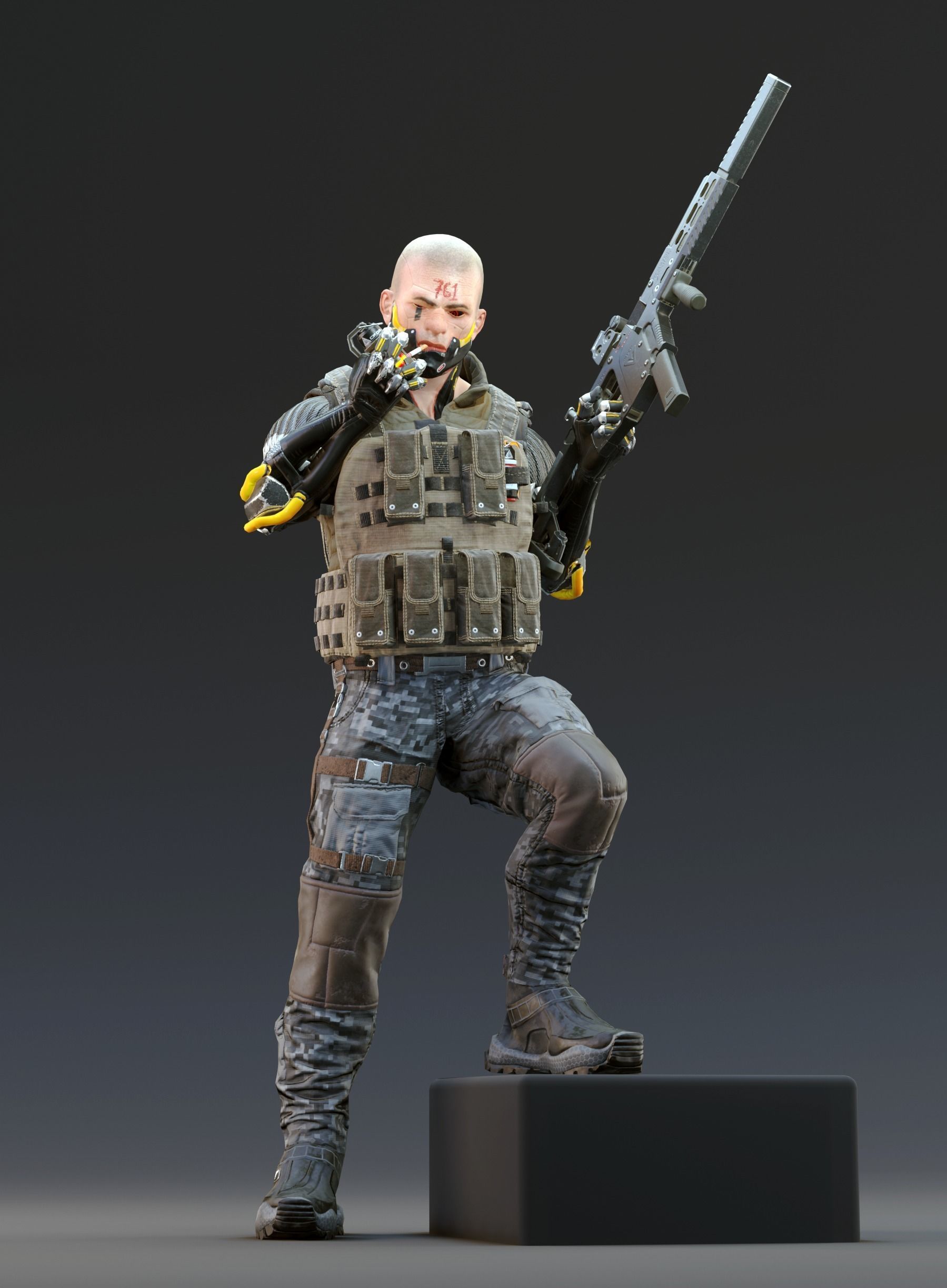 Sci-fi Soldier Riged Low-poly 3D model_4