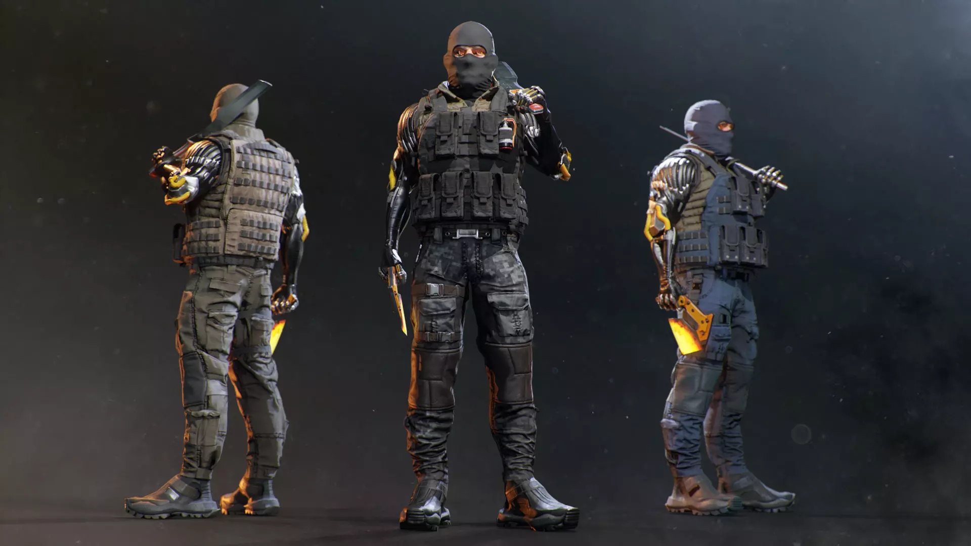 Sci-fi Soldier Riged Low-poly 3D model_0