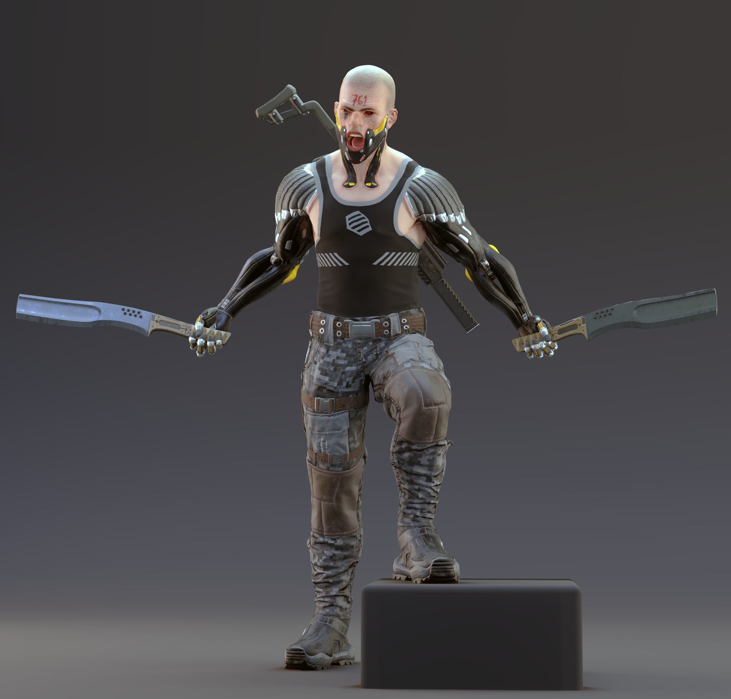 Sci-fi Soldier Riged Low-poly 3D model_5