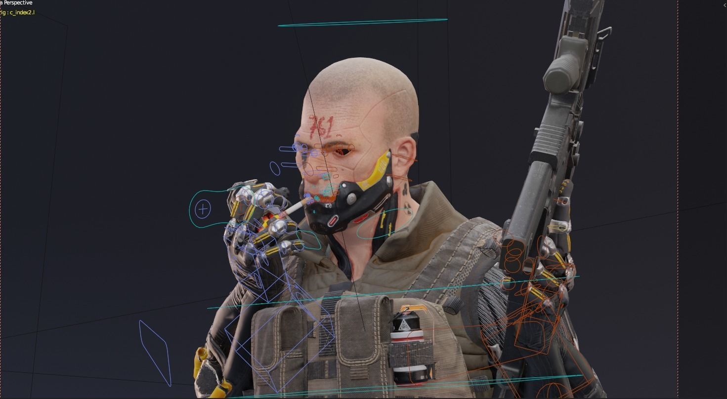 Sci-fi Soldier Riged Low-poly 3D model_2