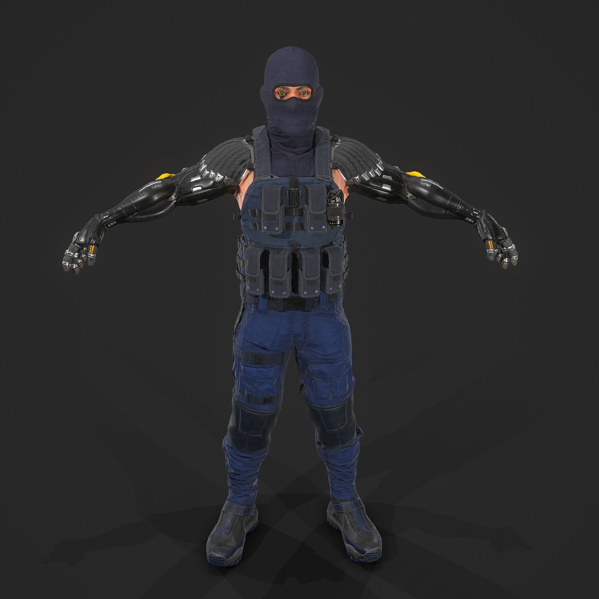 Sci-fi Soldier Riged Low-poly 3D model_29