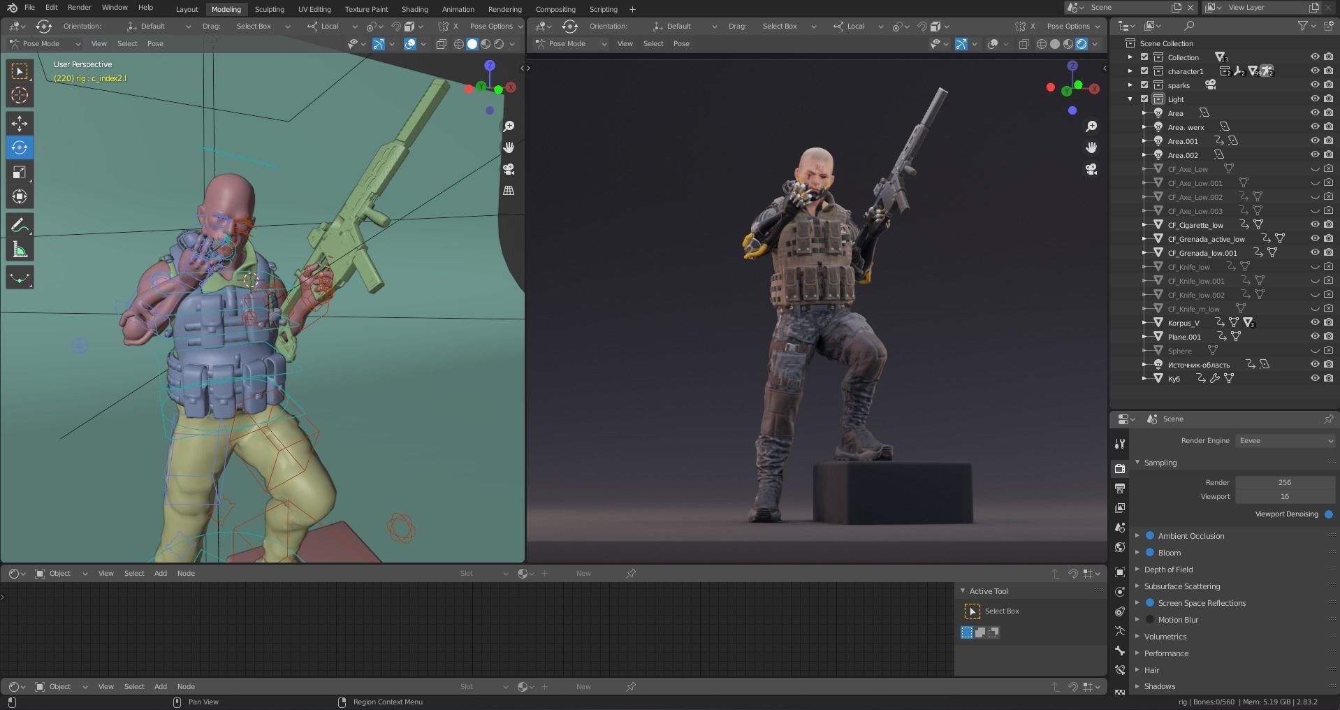 Sci-fi Soldier Riged Low-poly 3D model_9