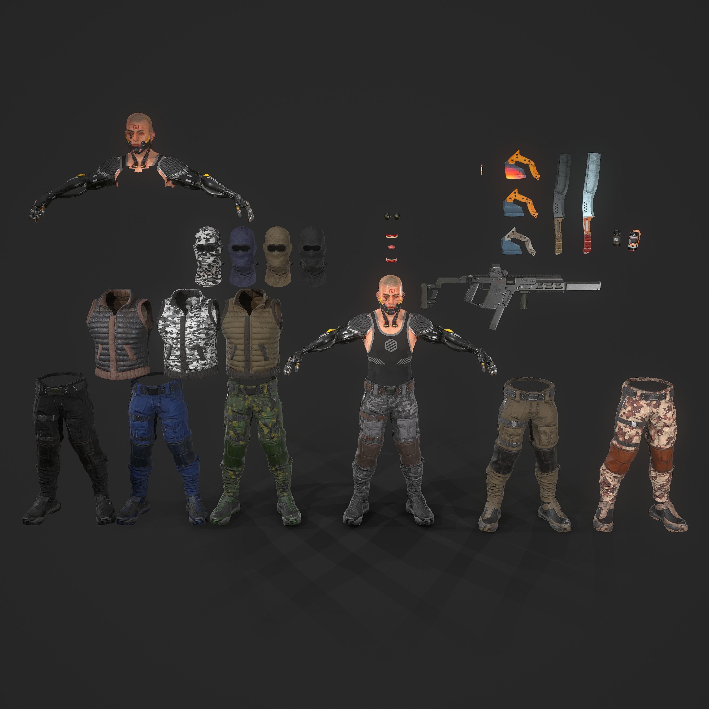 Sci-fi Soldier Riged Low-poly 3D model_1