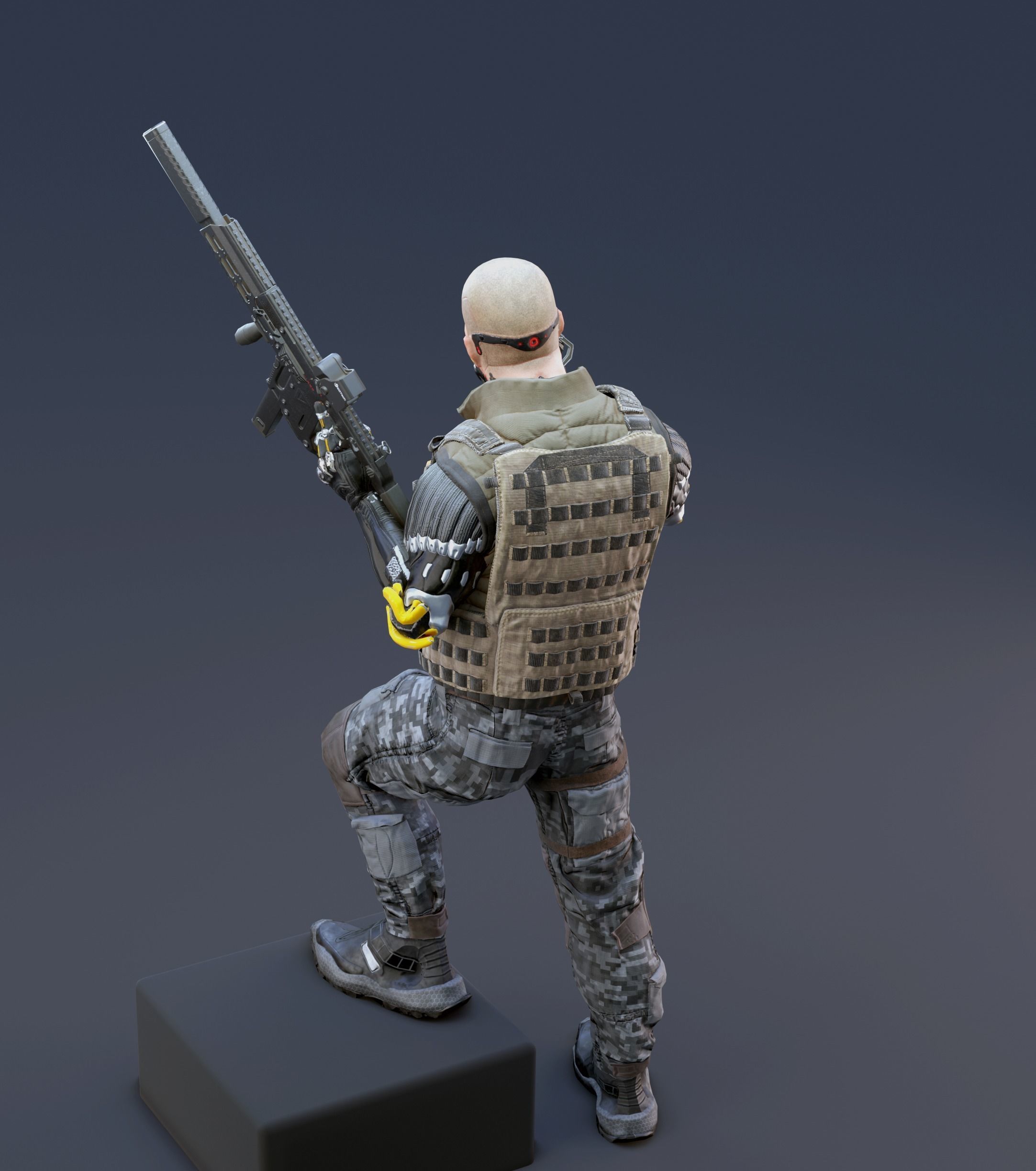 Sci-fi Soldier Riged Low-poly 3D model_6