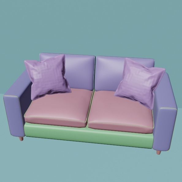 2 seats sofa 3D model_6
