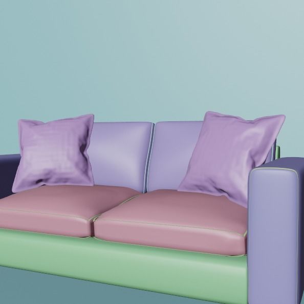 2 seats sofa 3D model_4