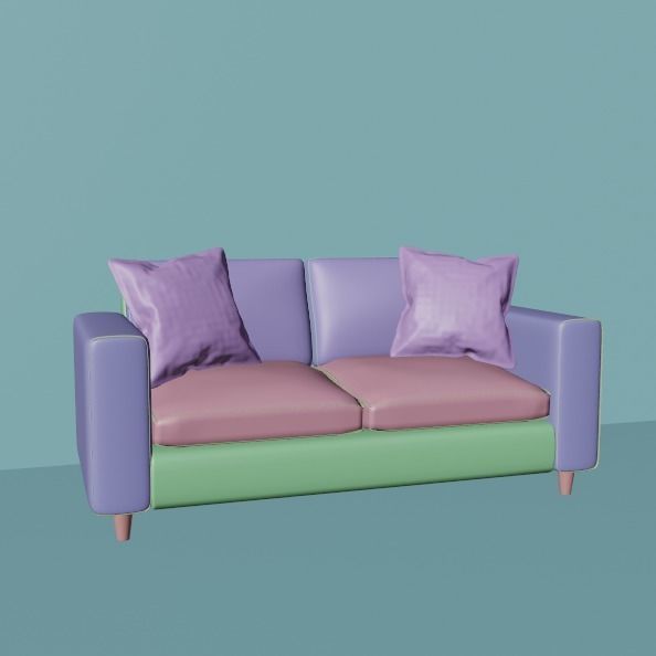2 seats sofa 3D model_3