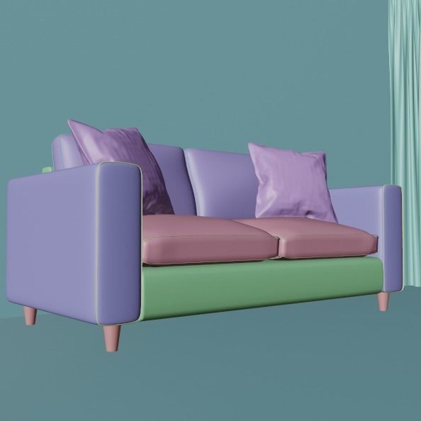 2 seats sofa 3D model_8
