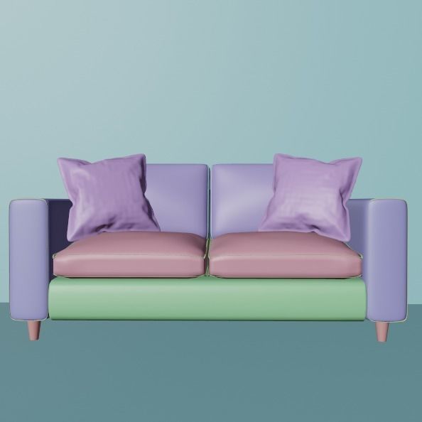 2 seats sofa 3D model_5