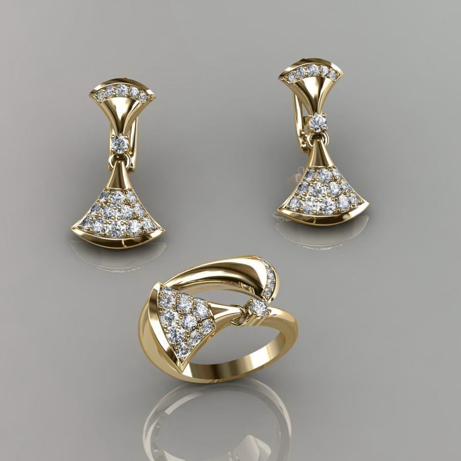 Ring and Earrings 53 3D print model_1