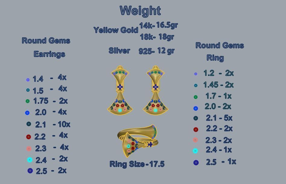 Ring and Earrings 53 3D print model_3