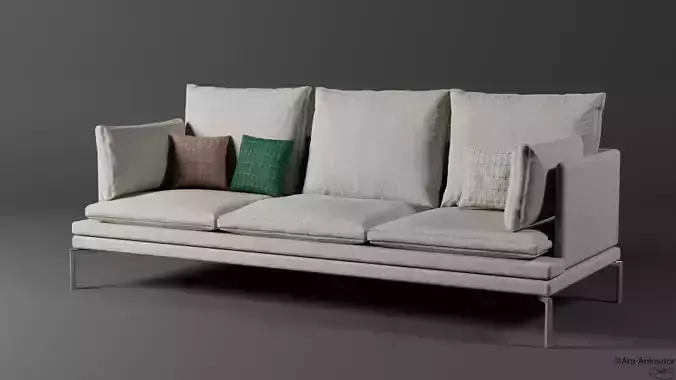 Realistic Couch sofa with pillows