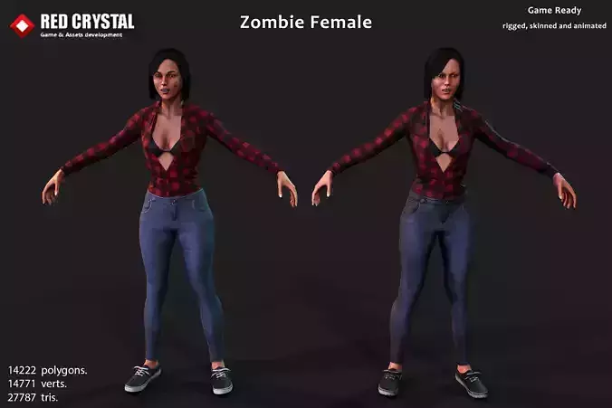 Zombie Female Low-poly 3D model