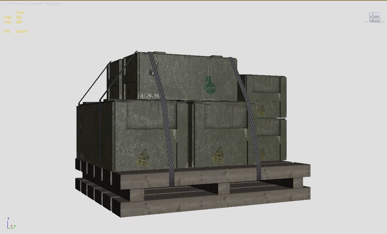Military crate Low-poly 3D model_1