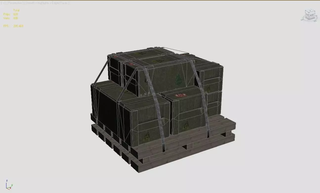 Military crate Low-poly 3D model_0
