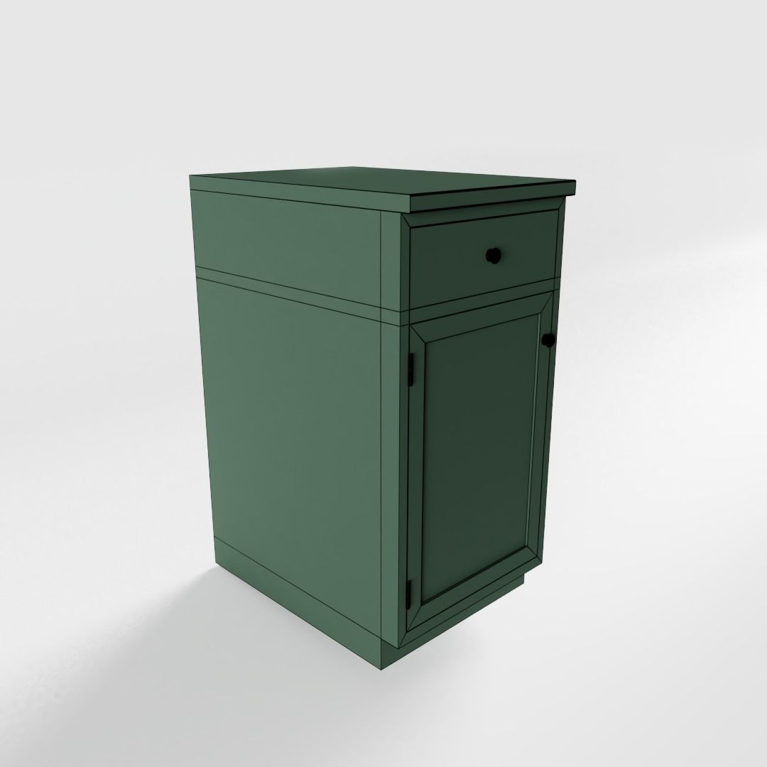 Small Green Cottage Kitchen Cabinet 3D model_6