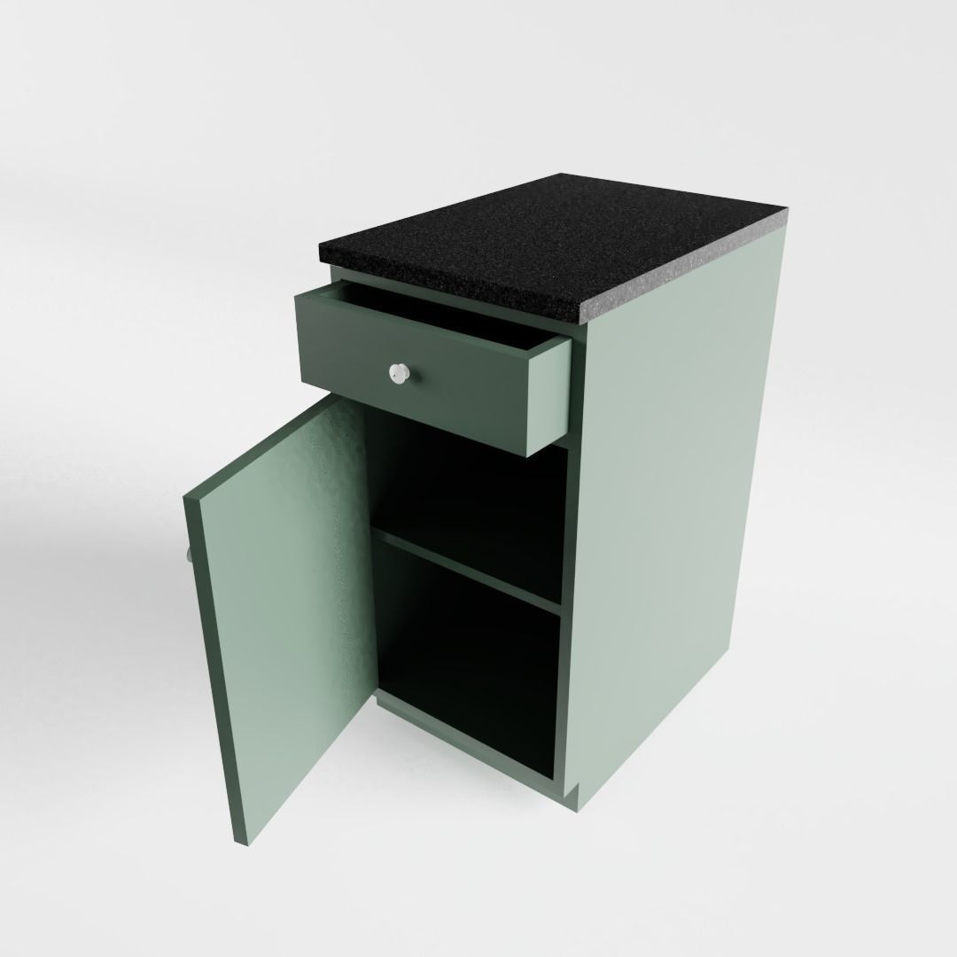 Small Green Cottage Kitchen Cabinet 3D model_2