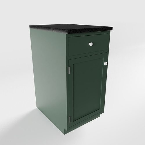 Small Green Cottage Kitchen Cabinet 3D model