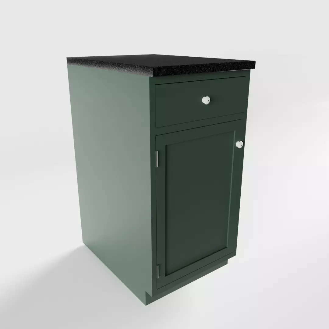 Small Green Cottage Kitchen Cabinet 3D model_0