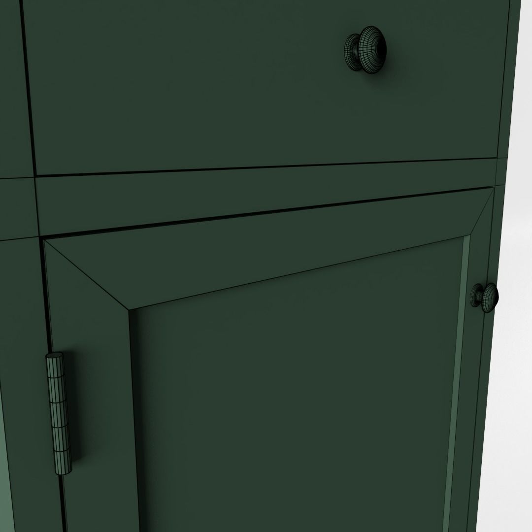 Small Green Cottage Kitchen Cabinet 3D model_5