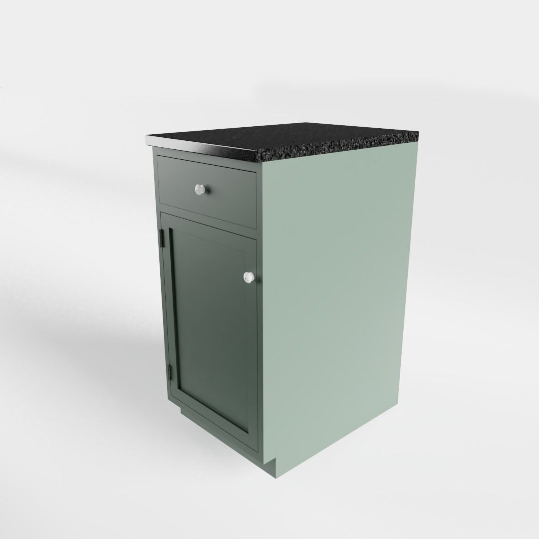 Small Green Cottage Kitchen Cabinet 3D model_1