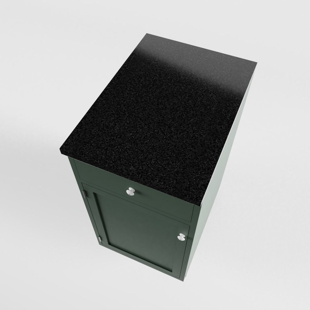 Small Green Cottage Kitchen Cabinet 3D model_3