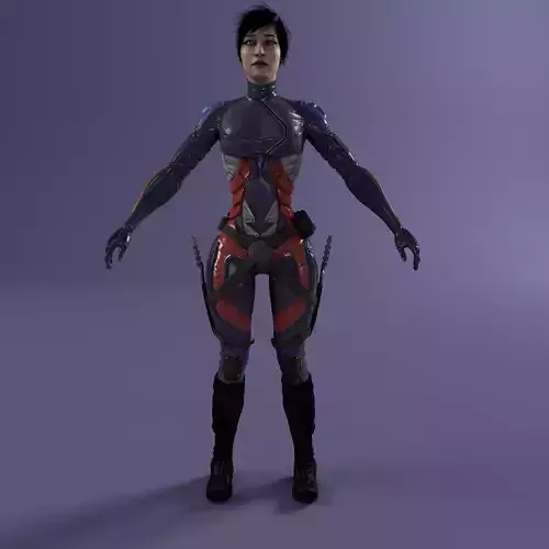 Female soldier female warrior game ready character PBR model 