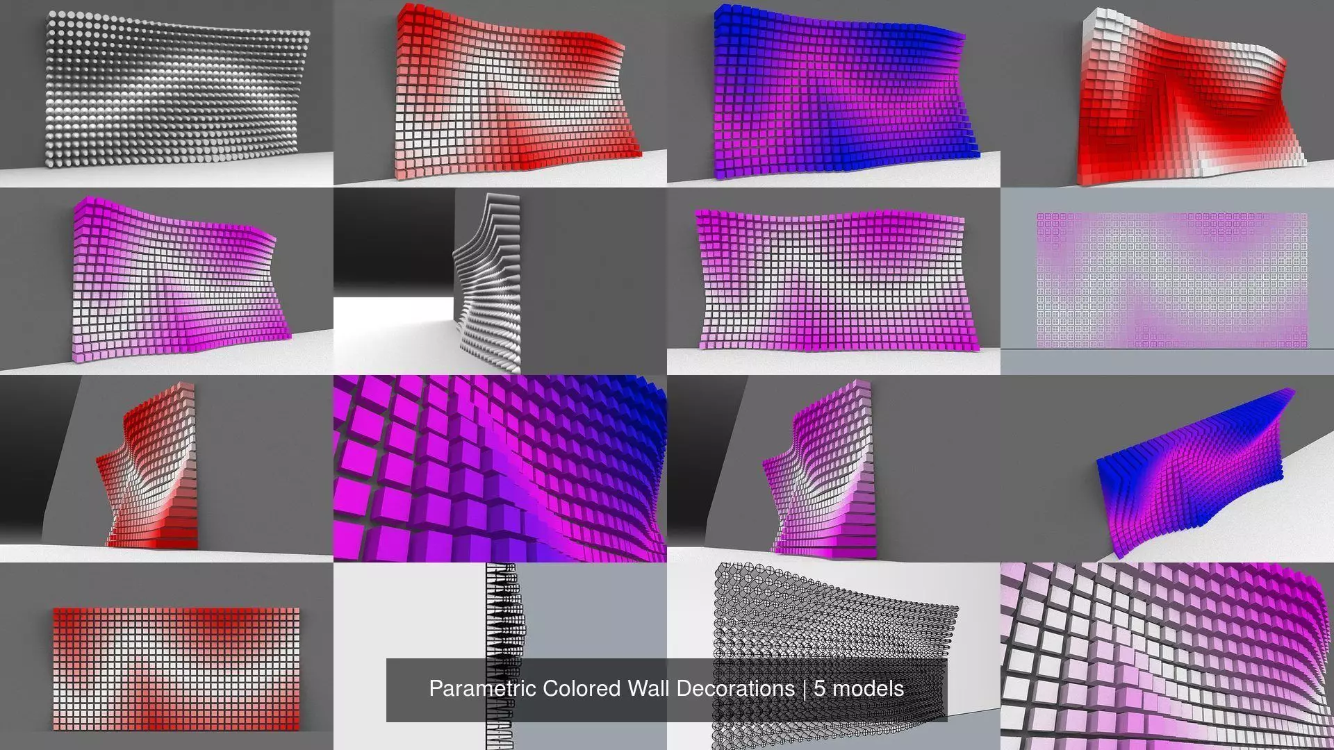Parametric Colored Wall Decorations 3D Model Collection_0