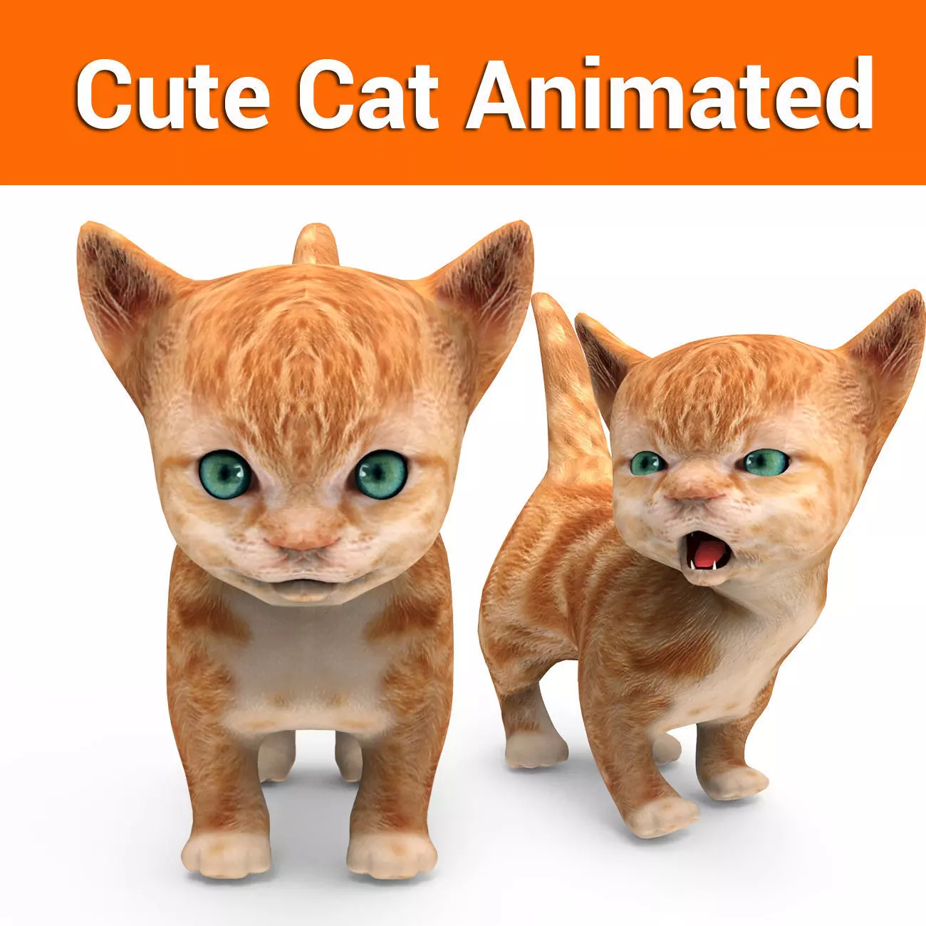 Cartoon Cat Animated Low-poly 3D model_0
