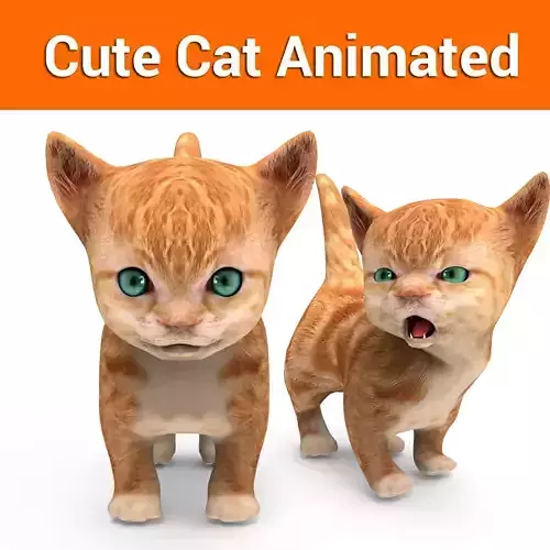 Cartoon Cat Animated Low-poly 3D model