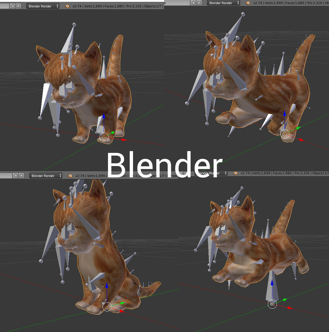 Cartoon Cat Animated Low-poly 3D model_12