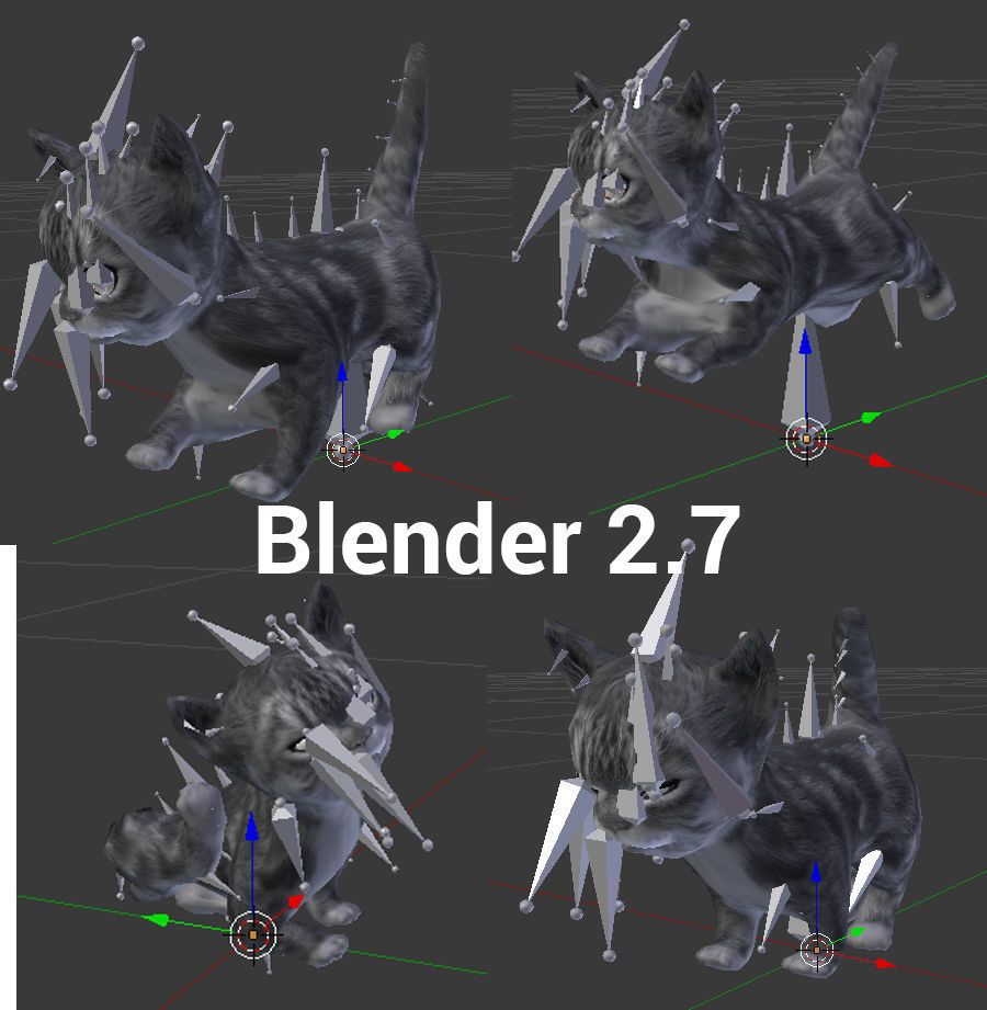 cute cat gray animated 3D model Low-poly 3D model_15