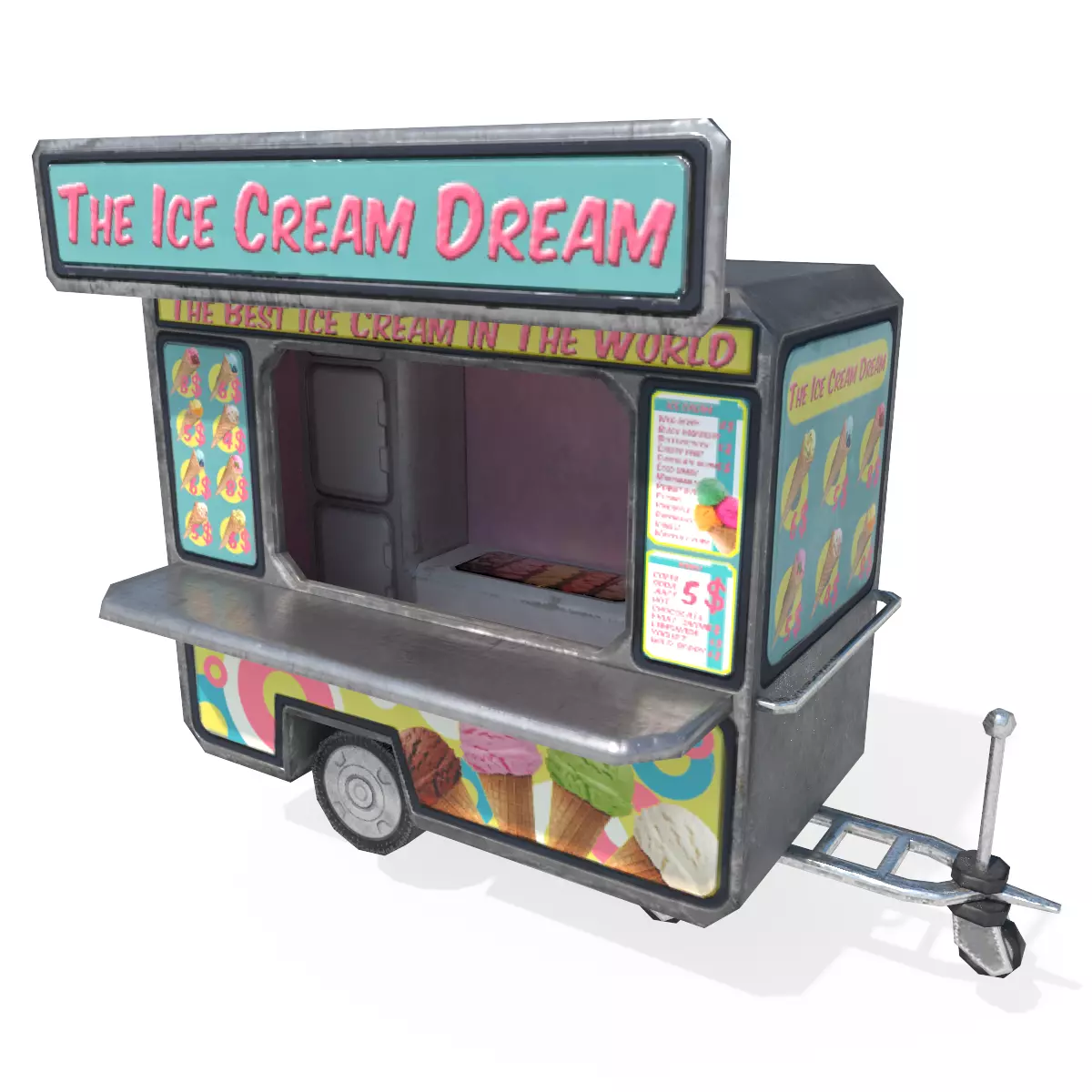 Ice Cream Truck Low-poly 3D model_0