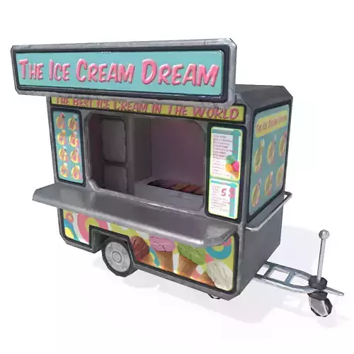 Ice Cream Truck Low-poly 3D model