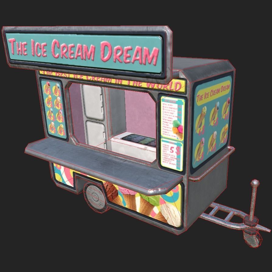 Ice Cream Truck Low-poly 3D model_7